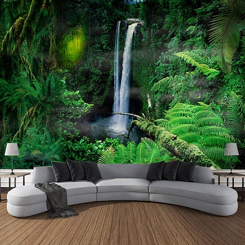 Tropischer Wald, Regenwald, hängender Wandteppich, magische, Wandkunst, großer, Wanddekoration, Fotografie, Hintergrund, Decke, Vorhang, Zuhause, Schlafzimmer, Wohnzimmer Wandtuch XXL Natur Image