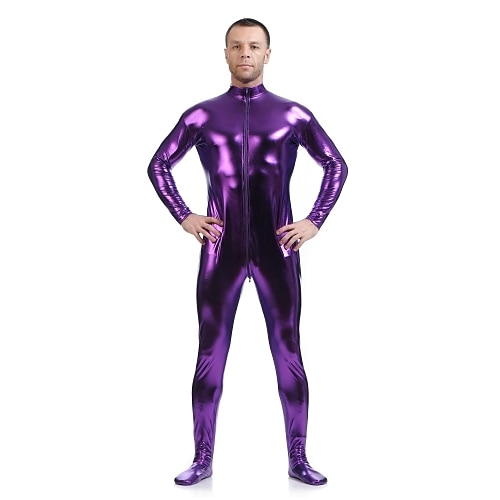 Glänzende Zentai-Anzüge Cosplay Kostüm Ganzkörperanzug Karnevalskostüm Ganzkörperanzug Herren Damen Sex Sexy Kostüm Einfarbig Elasthan Latex Kostüm für Halloween Erwachsene Image