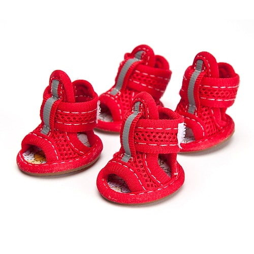 Mesh-Hundeschuhe Haustierstiefel, atmungsaktive Hundeschuhe für kleine Hündchen, wasserdichte Haustiersandalen mit rutschfester Sohle und Reißverschluss, langlebiger Haustierpfotenschutz für heiße Image