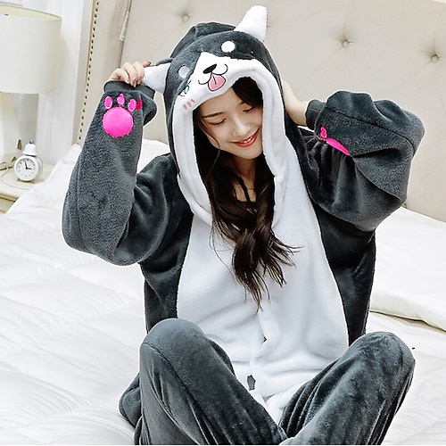 Karnevalskostüm Tier Hund Zeichentrick Karneval Kigurumi-Pyjamas Ausgefallene Kostüme Onesie-Kostüm Einteiler Andere Cosplay Warm Lustiges Kostüm Bequem Erwachsene Unisex Männer und Frauen Jungen und Image