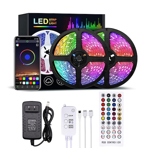 LED-Streifenlichter Bluetooth-Musiksynchronisation 40/30/20/10 m LED-Streifen mit Farbwechsel 40 Tasten Fernbedienung empfindlich eingebautes Mikrofon App-gesteuerte LED-Leuchten 5050 RGB-App Image