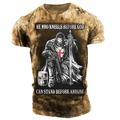 Herren T Shirt Grafischen T-Shirt Slogan-T-Shirts Distressed-T-Shirt Kreuz der Templer Soldier Rundhalsausschnitt Rote Blau Braun Grün Grau 3D-Druck Übergröße Outdoor Casual Kurzarm Bedruckt