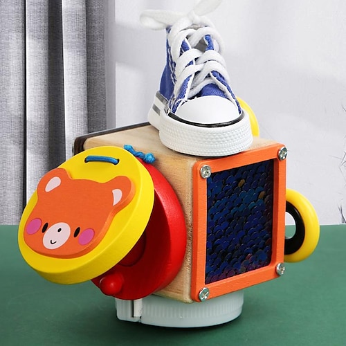 Montessori Beschäftigtes Haus Frühe Bildung Multifunktionaler Hexaeder Schlüssel Beschäftigungsbrett Lehrmittel Baby Bildungsspielzeug Für den Schulbeginn Urlaubsgeschenke für Kinder Image