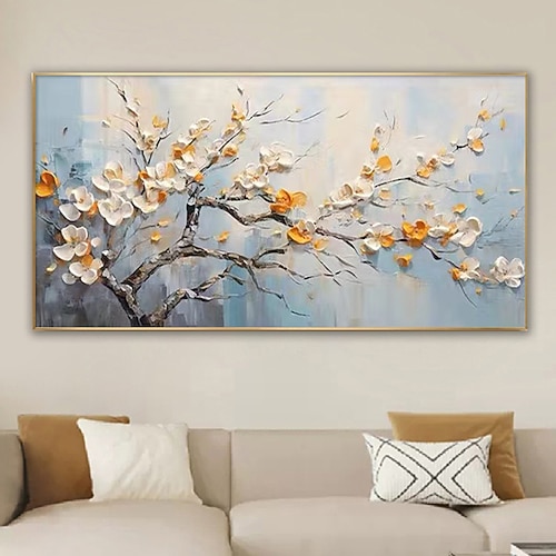 Blumenbaum des Lebens, abstraktes Ölgemälde, original strukturierte Leinwandkunst, handgemalt, Wohnzimmer, Heimdekoration, Geburtstagsgeschenk, Landschaftswanddekoration (kein Rahmen) Image