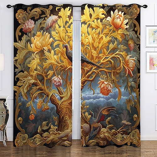 Verdunkelungsvorhänge im Landhausstil mit Ösen/Ösen für Wohnzimmer, Schlafzimmer, Tür, Küche, Balkon, Fensterbehandlungen, thermisch isolierte Raumverdunkelung Image