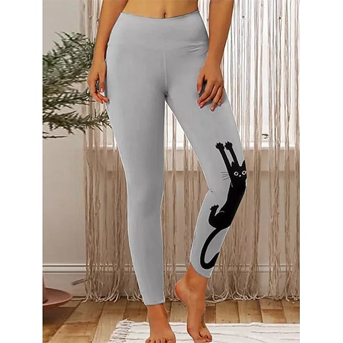 Damen Normal Strumpfhosen Hosen Hose Leggings Gemütliche Leggings Mode Lässig Lounge Knöchellang Hohe Taille Katze Druck Po-Lifting Komfort Bauchkontrolle Hohe Elastizität Halloween Yoga Wochenende Image