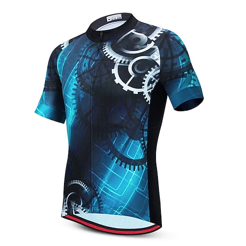Herren Radtrikot Geometrisch Ausrüstung Lustig Kurzarm Fahhrad Trikot Oberteil mit 3 Gesäßtaschen Mountainbike MTB Straßenradsport Schnelltrocknend Reflektierende Streifen Rückentasche Image