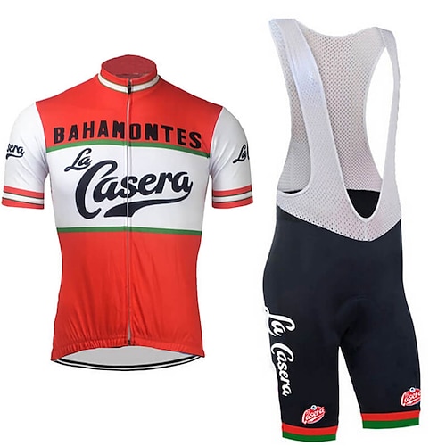 Herren Radtrikot mit Trägershorts Kurzarm Mountainbike MTB Straßenradsport Winter Herbst Schwarz Rot Dunkelgrün Gemustert Portugal Nationalflagge Fahhrad UV-beständig Radfahren Schnelltrocknend Image