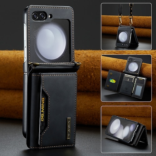 Handy Hülle Handyhüllen Für Samsung Galaxy Z Flip 7 Z Flip 6 Z Flip 5 Z Flip 4 Z Flip 3 Brieftaschenhülle Geldbörse Magnetisch Vollschutz Retro TPU PU-Leder Image