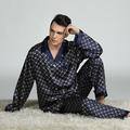 Herren Schlafanzüge Pyjama-Oberteil und Hose Pyjama aus Seide 2 Stück Geometrisch Luxus Heim Bett Strand Kunstseide Komfort Langarm Hose Frühling Sommer Rotes Party-Pyjama-Set Pyjama-Set mit rotem