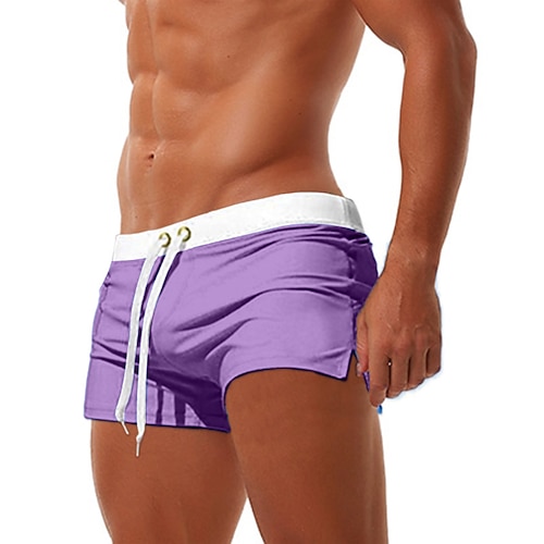 Herren Boardshorts Badeshorts Badehose Schwimmshorts Bademode Badehosen Kordelzug Elastische Taille Tasche mit Reißverschluss Feste Farbe Atmungsaktiv Schnelltrocknend Kurz Casual Täglich Strand Image