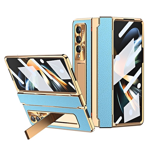 Handy Hülle Handyhüllen Für Samsung Galaxy Z Fold 7 Z Fold 5 Z Fold 4 Z Fold 3 Klapphülle Stoßrahmen Flip Vollschutz Einfarbig PC PU-Leder Image