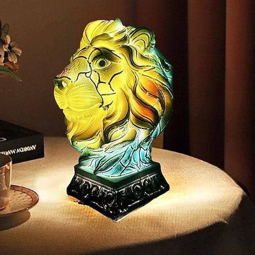 Schreibtischlampe aus Kunstharz, Tierserie, simulierte Buntglas-Dekor-Tischlampe, Vintage-Nachttischlampe, 15 cm/5,9 Zoll