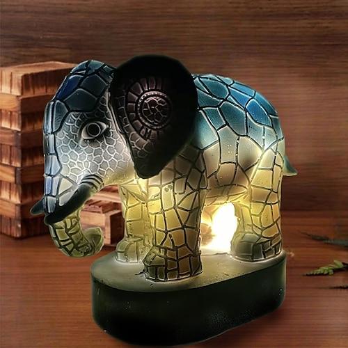 Schreibtischlampe aus Kunstharz, Tierserie, simulierte Buntglas-Dekor-Tischlampe, Vintage-Nachttischlampe, 15 cm/5,9 Zoll