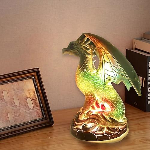 Schreibtischlampe aus Kunstharz, Tierserie, simulierte Buntglas-Dekor-Tischlampe, Vintage-Nachttischlampe, 15 cm/5,9 Zoll