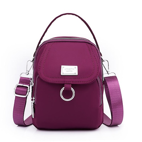 Damen Handtasche Umhängetasche Kuppeltasche Nylon Täglich Einkaufen Schnalle Reißverschluss Verstellbar Großes Fassungsvermögen Leicht Einfarbig Saphirblau. Dunstblau. zartes Rosa.