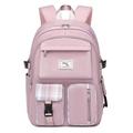 Herren Damen Schultasche Büchertasche Pendlerrucksack Schule Reisen einfarbiges Oxford-Gewebe verstellbar großes Fassungsvermögen wasserdicht Knöpfe Reißverschluss schwarz rosa lila