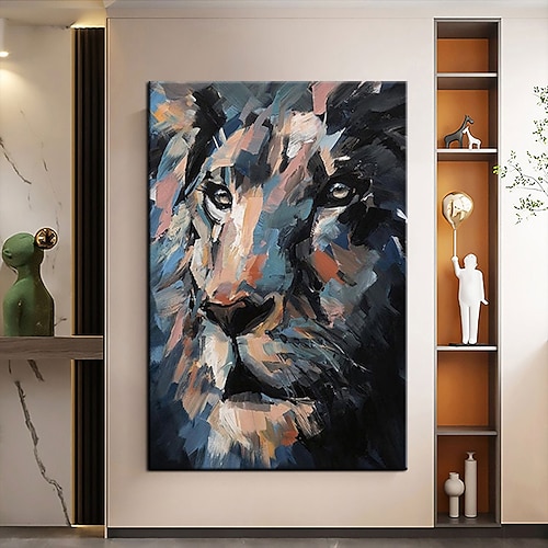 Großes Löwen-Ölgemälde auf Leinwand, handgemaltes Tiger-Abstraktes Tier-Leinwandgemälde, Wandkunst, modernes impressionistisches Löwen-Kunstwerk, Bild für Wohnzimmer, Schlafzimmer, Wand, Image