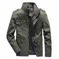 Herren Leichte Jacke Sommerjacke Jacke Täglich Ausgehen Wochenende Stehkragen Militär Jacke Oberbekleidung Einfarbig Schwarz Armeegrün Khaki