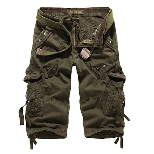 Herren Cargo Shorts Kurze Hosen Capri-Shorts Caprihose Kurze Hose für Wanderer Tasche Glatt Komfort Atmungsaktiv Wadenlänge Arbeit Casual Täglich Modisch Strassenmode Rote Marineblau Image