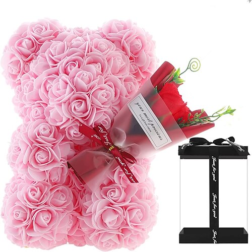 Weihnachtsgeschenke für Frauen Mama Sie Frauentagsgeschenke TEDDY Tag Rose Ewige Blume Valentinstag Geburtstagsgeschenk für Freundin Rosenbär mit Blumen Geschenk Blumen Muttertagsgeschenke für Mama Image