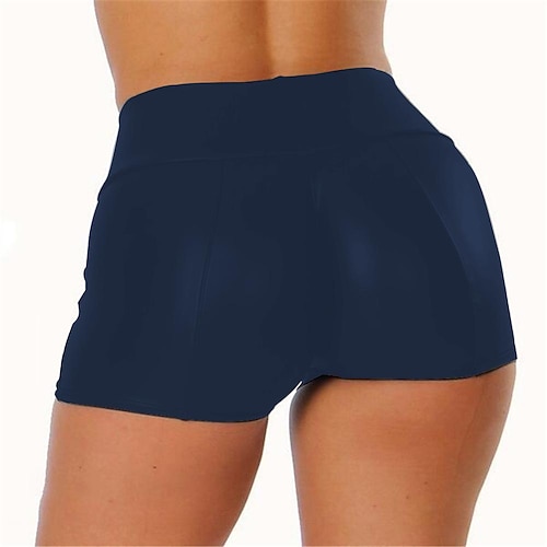 Damen Normal Shorts Mode Stumpfhosen Kurz Mittlere Taille Einfarbig Komfort Hohe Elastizität Lässig Wochenende Weinrot Schwarz Marineblau Dunkelgrün Schlank Image