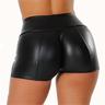 Damen Shorts Kurze Hosen PU Mittlere Taillenlinie Kurz Weinrot