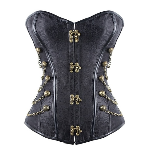 Punk Gothic Steampunk Überbrustkorsett Cosplay Outlander Übergrössen Einfarbig Kostüm Damen Fantasie Steampunk Halloween Karneval Erwachsene Hose Korsett Image
