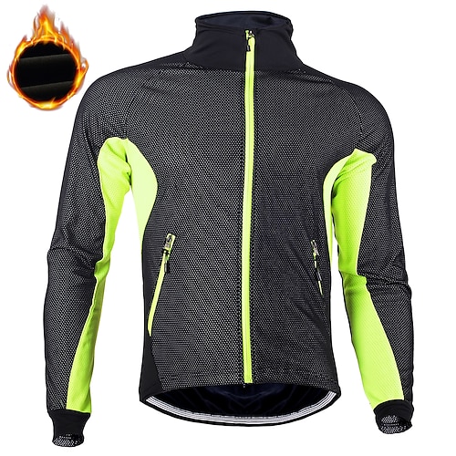 Nuckily Herren Fahrradjacke Winter Thermowarm Winddicht Reflektierende Streifen Rückentasche Fahhrad Jacke Windjacke Mountainbike MTB Straßenradsport Stadtradfahren Rot Blau Grün Fahrradbekleidung Image