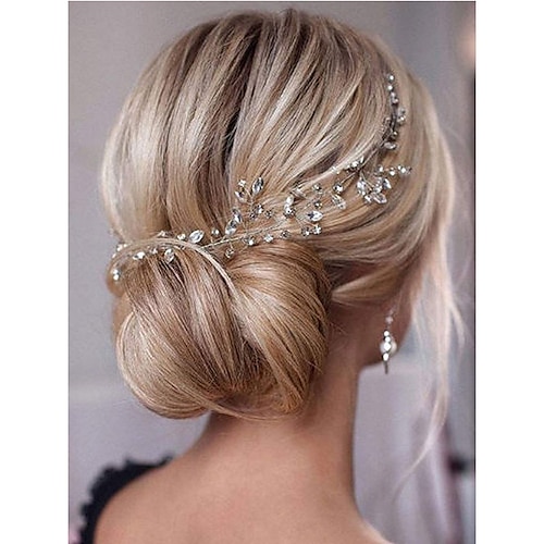braut strass haarrebe braut silber haarteil kristall stirnband haarschmuck für frauen und mädchen Image