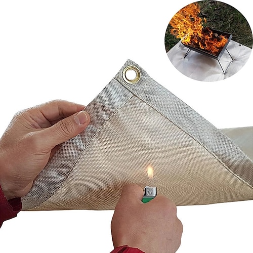 Grill Feuerdecke Camping feuerfestes Tuch Feuerstelle Matte Picknick Grillauflage Hochtemperatur-Verbrühungsschutz flammhemmender Teppich Image
