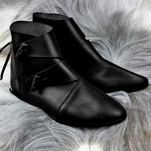 Vintage Mittelalterlich Renaissance Schuhe Flache Jazzstiefel Turnschuhe Pirat Wikinger Ranger Elfen Bogenschießen Einfarbig Kostüm Herren Damen Unisex Keltisch Seeräuber Fantasie Halloween Karneval Image