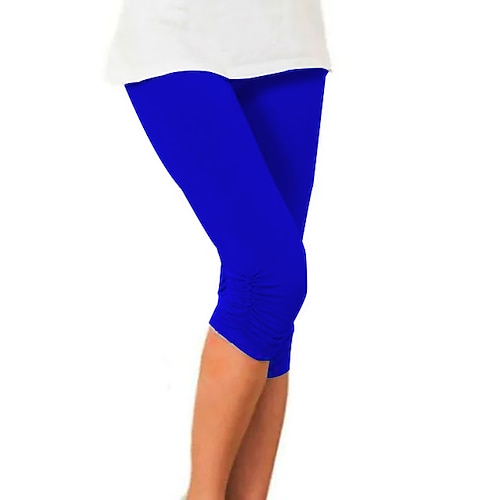 Damen Yogahose Sonnenschutz Po-Lifting Bauchkontrolle Hohe Taille Fitnesstraining Laufen Fitness Capri Leggings Unterteile Einfarbig Violett Schwarz Weiß Sport Sportkleidung Hohe Elastizität Schmaler Image