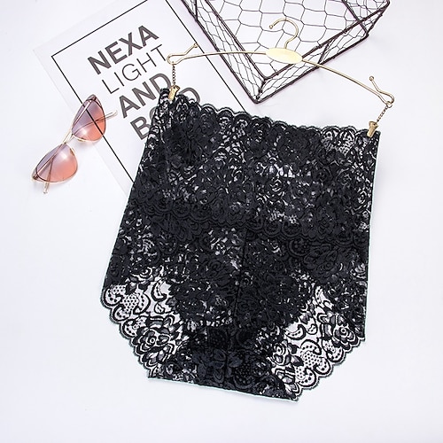 Damen sexy Höschen kurze Unterwäsche 1 Stück Unterwäsche sexy Komfort Spitze reine Farbe PU hohe Taille sexy grün schwarz lila M L XL Home Outfits Image