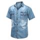 Herren Hemd Knopfhemd Sommerhemd Jeanshemd Chambray-Hemd Blau Dunkelgray Leicht Blau Kurzarm Glatt Umlegekragen Casual Täglich Button-Down Bekleidung Baumwolle Denim Modisch Strassenmode Klassisch