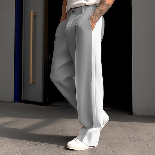 Herren Anzughosen Hose Hosen Anzughose Patchwork Vordertasche Gerade geschnitten Farbblock Komfort Geschäft Täglich Festtage Modisch Schick Modern Schwarz Weiß Image