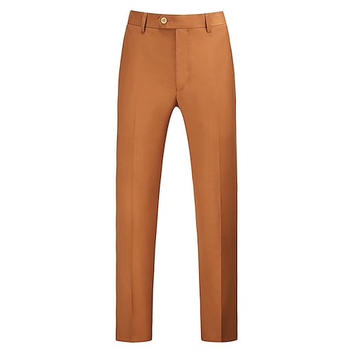 Herren Anzughosen Hose Hosen Chinesisch Chino Tasche Glatt Atmungsaktiv Draussen Hochzeit Geschäft Casual Retro Vintage Klassisch Kurkuma Schwarz elastisch Image