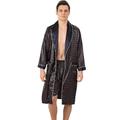 Herren Übergröße Morgenmantel Seidenrobe Kimono aus Seide Sets 2 Stück Wellen Einfach Komfort Heim Täglich Kunstseide Polyester Geschenk Kargen Langarm Robe Top Kurze Hosen Tasche Einstellbar Gürtel