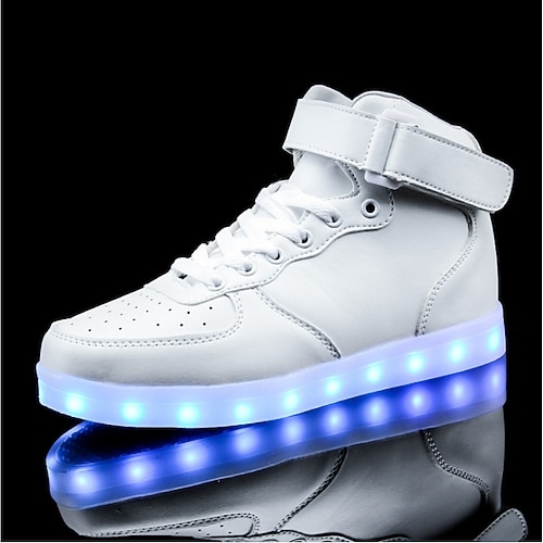 Goldene High-Top-LED-Sneaker für Herren – glänzende Leuchtschuhe mit wiederaufladbaren leuchtenden Sohlen für Partys und die Freizeit