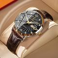 POEDAGAR Herren Quarz Uhr Mode Luxus Freizeit Herren Analog Armbanduhr Lederarmband Kalender Datum Woche leuchtend wasserdicht Quarz Herren Uhren