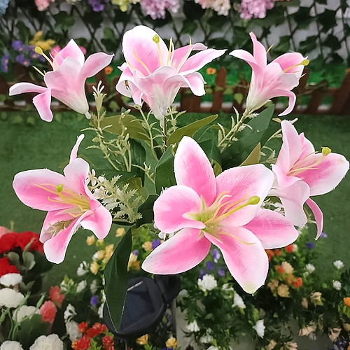 Solarlilie im Freiensimulations-Blumenlampe führte künstliche Blumen-Bodeneinfügungslampe-Garten- und Hof-dekorative Lichter Feiertags-Partei-dekorative Lichter Image