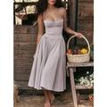 Damen abendkleider Cocktailkleid Kleid für Hochzeitsgäste Rüschen Tasche Spaghetti-Träger Ärmellos Midikleid kleid hochzeitsgast Cocktailparty Elegant Schwarz Gelb Sommer Frühling