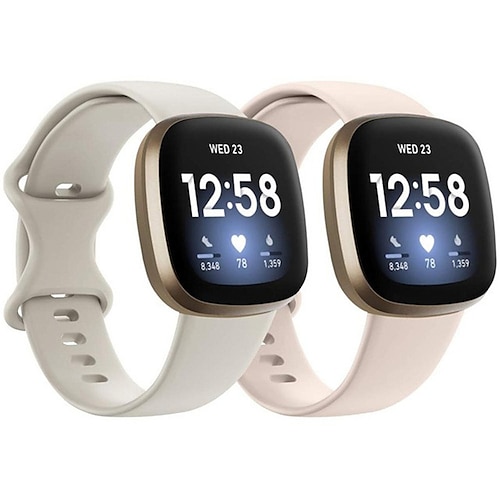 2er Pack Smartwatch-Band Kompatibel mit Fitbit Versa 4 Sense 2 Versa 3 Sense Weiches Silikon Smartwatch Gurt Wasserdicht Verstellbar Atmungsaktiv Sportarmband Ersatz Armband Image