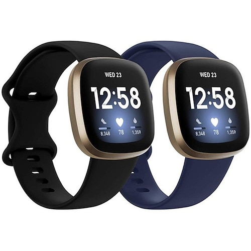 2er Pack Smartwatch-Band Kompatibel mit Fitbit Versa 4 Sense 2 Versa 3 Sense Weiches Silikon Smartwatch Gurt Wasserdicht Verstellbar Atmungsaktiv Sportarmband Ersatz Armband Image