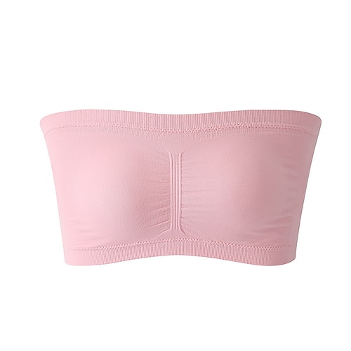 Bandeau-BH für Damen, trägerlos, nahtlos, weich, dehnbar, unsichtbar, einfarbig, bequem, unverzichtbare Unterwäsche, ganzjährig stützende Passform, weiß Image