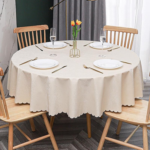 Tischdecke, runde Tischdecke, abwischbare Vinyl-Frühlingstischdecke, Bauernhaus-Picknick-Tischdecke für Hochzeit, Essen, Ostern Image