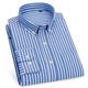 Herren Oberhemd Hemd Kragenhemd Bügelfreies Hemd Oxford Hemd SchwarzWeißMarineblau Weiß Marineblau Langarm Gestreift Umlegekragen Frühling Herbst Hochzeit Outdoor Bekleidung Button-Down