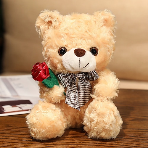 Weihnachtsgeschenke für Frauen Mama Sie Frauentagsgeschenke Evlooe Bär Plüschspielzeug für Valentinstag süßer 9.8 Teddy Bär Plüschspielzeug mit Rose weicher kleiner kuscheliger Bär für den Muttertag Image