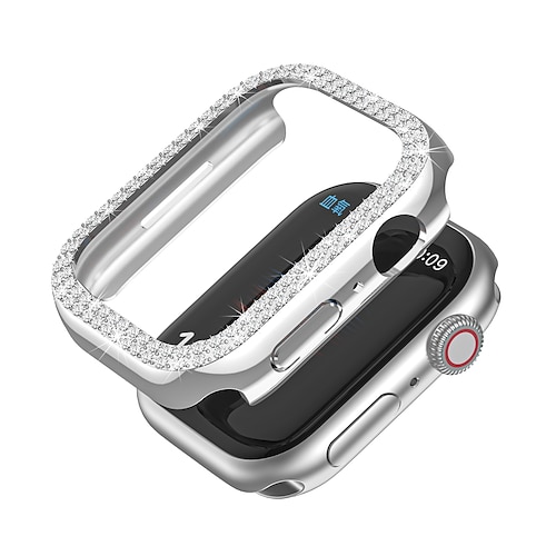 2er Pack Uhrengehäuse mit Displayschutzfolie Kompatibel mit Apple Watch Series 8 7 41mm 45mm / Series 6 5 4 SE 40mm 44mm / Series 3 2 1 38mm 42mm Kratzfest Bling-Diamant HD klar Gehärtetes Glas Image