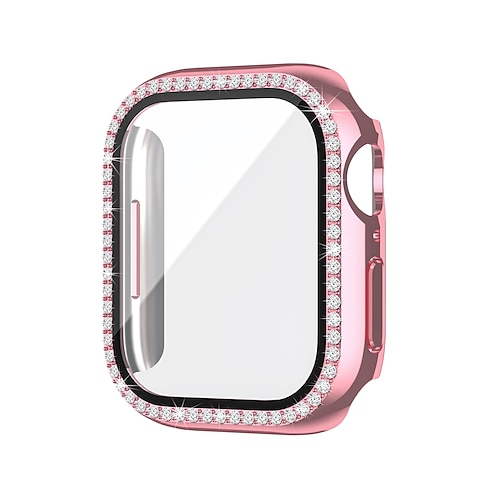 2er Pack Uhrengehäuse mit Displayschutzfolie Kompatibel mit Apple Watch Series 8 7 41mm 45mm / Series 6 5 4 SE 40mm 44mm / Series 3 2 1 38mm 42mm Kratzfest Bling-Diamant HD klar Gehärtetes Glas Image